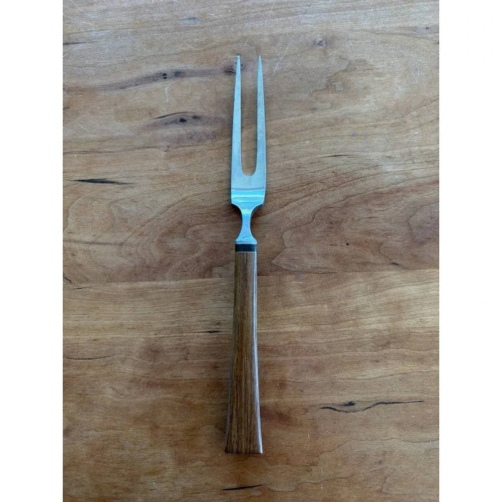 Mid-Century Modern Teak bakelite Handle Stainless Steel Carving Fork Japan‎